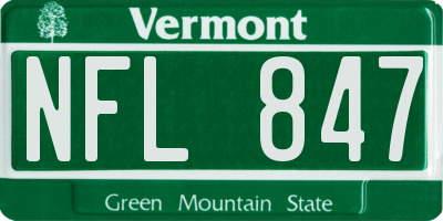 VT license plate NFL847