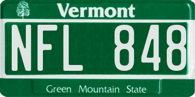 VT license plate NFL848