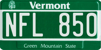 VT license plate NFL850