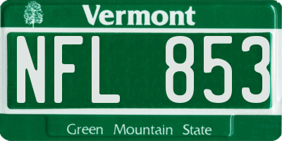 VT license plate NFL853