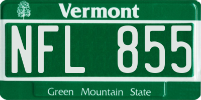 VT license plate NFL855