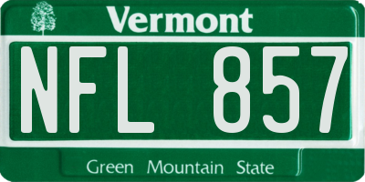 VT license plate NFL857