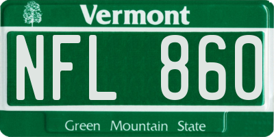 VT license plate NFL860
