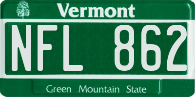 VT license plate NFL862