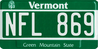 VT license plate NFL869