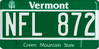 VT license plate NFL872