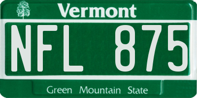 VT license plate NFL875