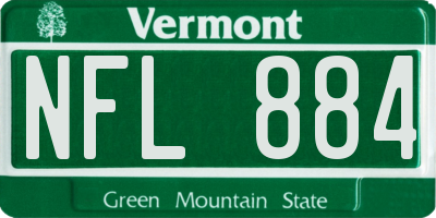 VT license plate NFL884
