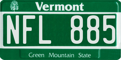 VT license plate NFL885