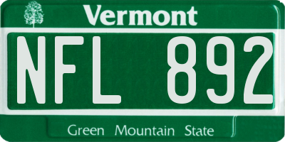 VT license plate NFL892