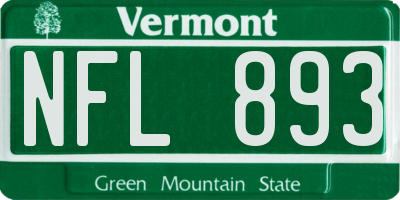 VT license plate NFL893