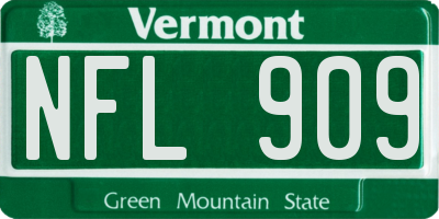 VT license plate NFL909