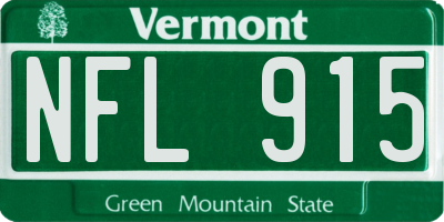 VT license plate NFL915