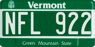 VT license plate NFL922