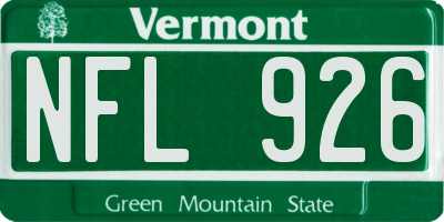 VT license plate NFL926