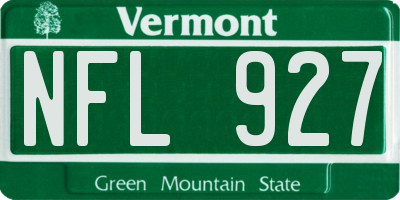 VT license plate NFL927