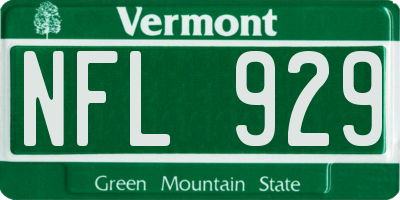VT license plate NFL929