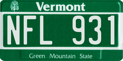 VT license plate NFL931