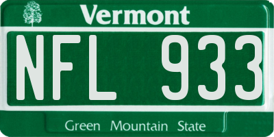VT license plate NFL933