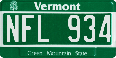 VT license plate NFL934