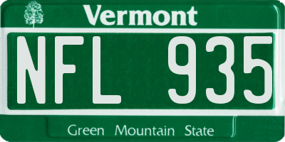 VT license plate NFL935