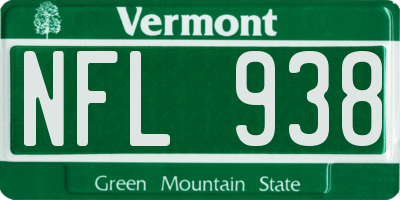 VT license plate NFL938