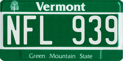 VT license plate NFL939