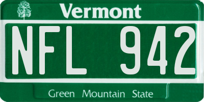 VT license plate NFL942