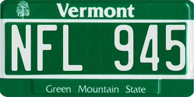 VT license plate NFL945