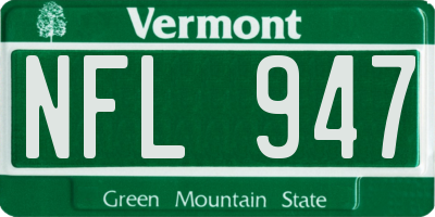 VT license plate NFL947