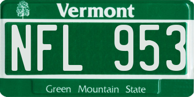 VT license plate NFL953