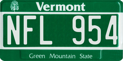 VT license plate NFL954