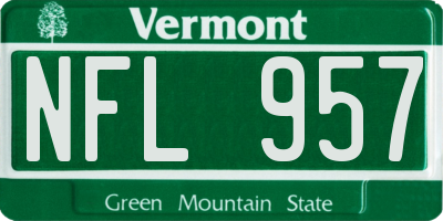 VT license plate NFL957