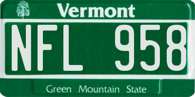 VT license plate NFL958