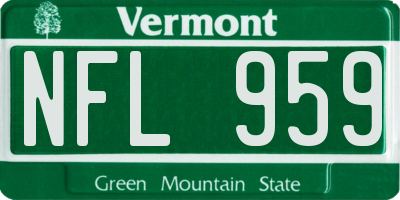 VT license plate NFL959