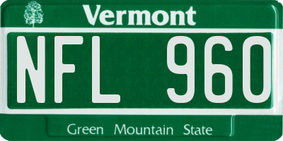VT license plate NFL960