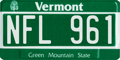 VT license plate NFL961