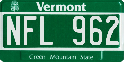 VT license plate NFL962