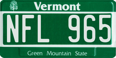 VT license plate NFL965