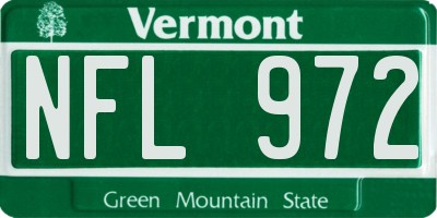 VT license plate NFL972