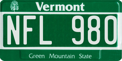 VT license plate NFL980