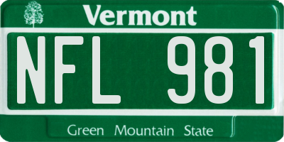 VT license plate NFL981