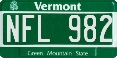 VT license plate NFL982