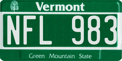 VT license plate NFL983