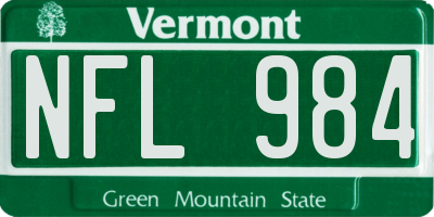 VT license plate NFL984