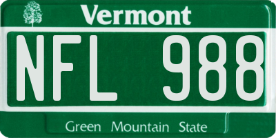VT license plate NFL988