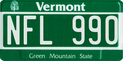 VT license plate NFL990