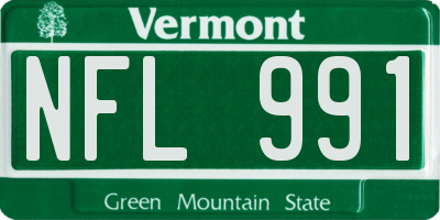 VT license plate NFL991