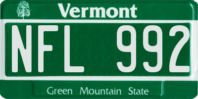 VT license plate NFL992