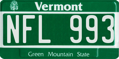 VT license plate NFL993